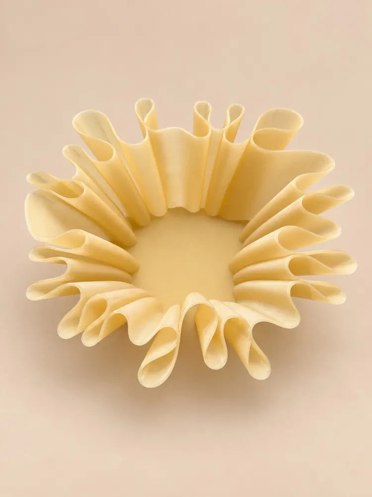 Butter yellow wavy ruffle bowl