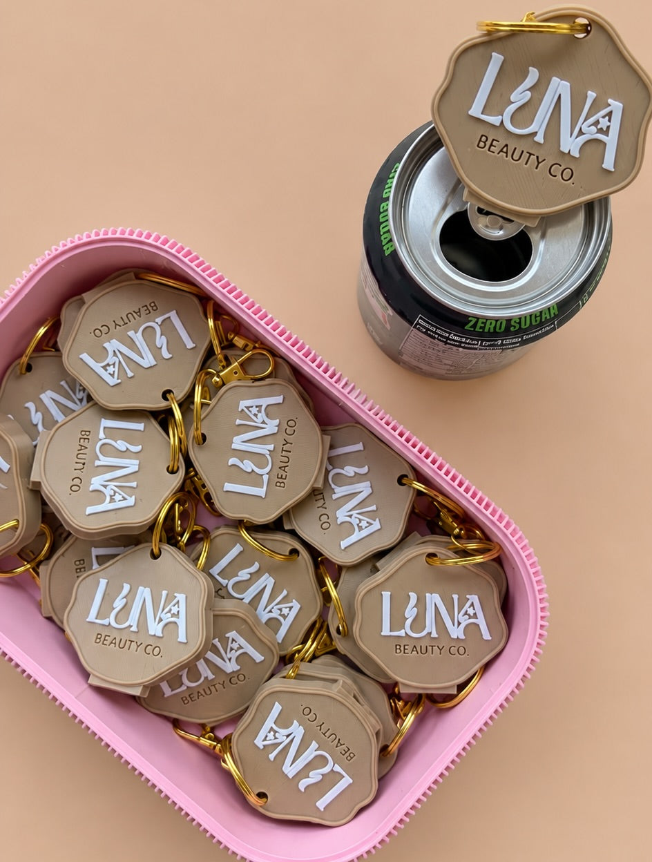 LUNA Beauty Co branded can opener keychains