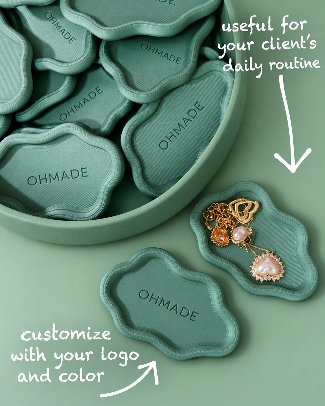 Cloud jewellery trays customised with a logo and colour