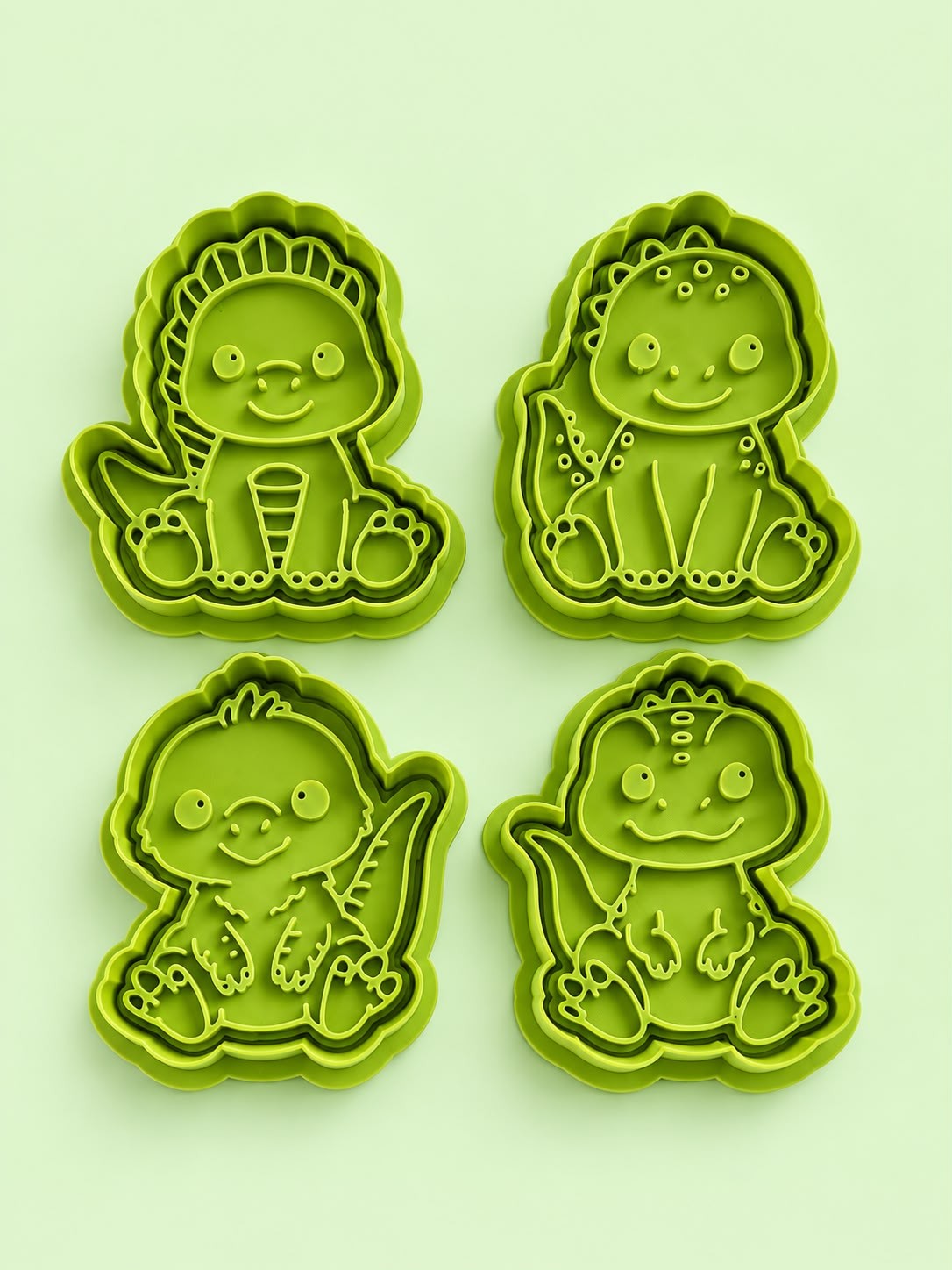 Green dinosaur cookie cutters