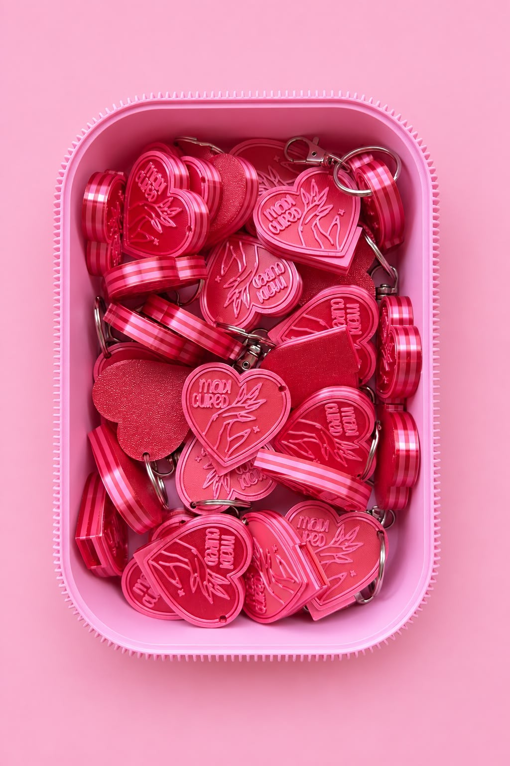 Heart-shaped can opener keychains with custom text