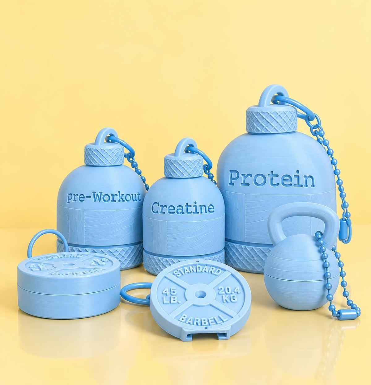Gym Supplement Keychain Set