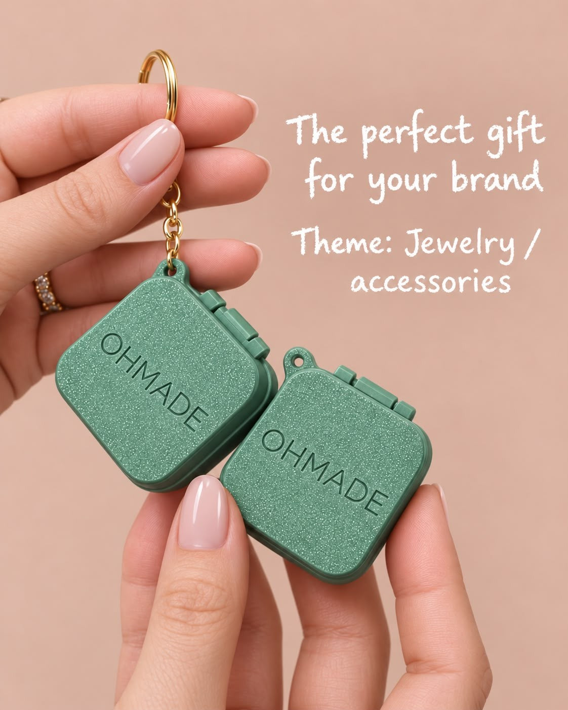 Sage jewellery box keychains with a custom logo