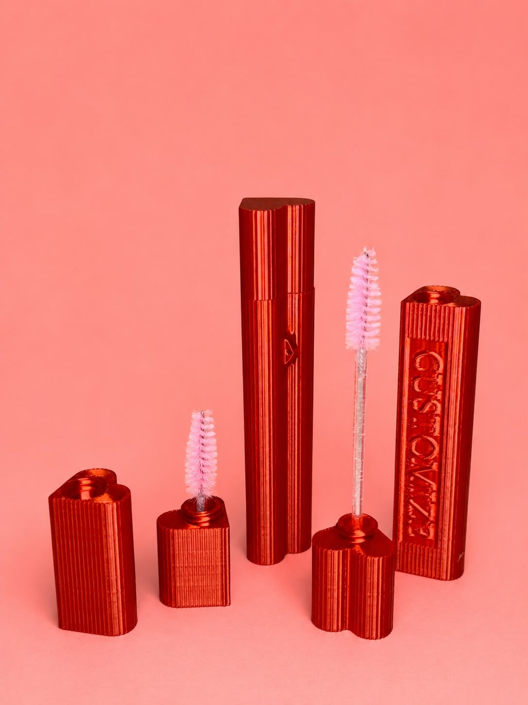 Heart-shaped lash wand holders with a custom name